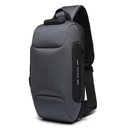 OZUKO 9223 Anti-theft Men Chest Bag Waterproof Crossbody Bag with External USB Charging Port, Style:Large Size(Dark Gray)-garmade.com