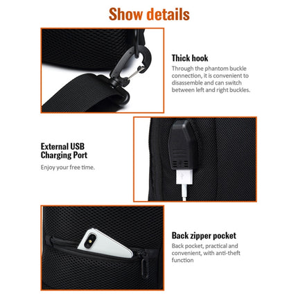 OZUKO 9223 Anti-theft Men Chest Bag Waterproof Crossbody Bag with External USB Charging Port, Style:Large Size(Dark Gray)-garmade.com