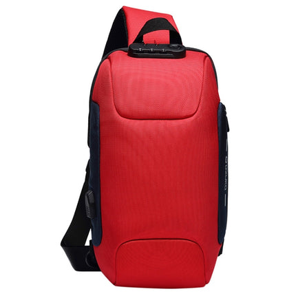 OZUKO 9223 Anti-theft Men Chest Bag Waterproof Crossbody Bag with External USB Charging Port, Style:Large Size(Red)-garmade.com
