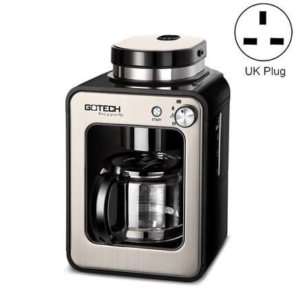 GOTECH Household Small Coffee Machine Automatic Grinding Integrated Commercial Freshly Ground Drip Coffee Pot, Style:UK Plug(Black)-garmade.com