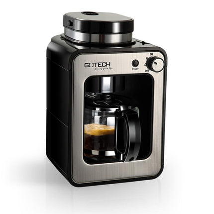 GOTECH Household Small Coffee Machine Automatic Grinding Integrated Commercial Freshly Ground Drip Coffee Pot, Style:UK Plug(Black)-garmade.com