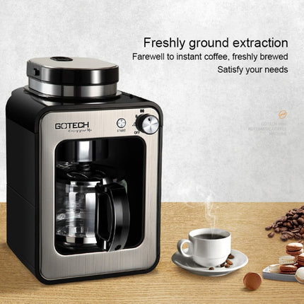 GOTECH Household Small Coffee Machine Automatic Grinding Integrated Commercial Freshly Ground Drip Coffee Pot, Style:UK Plug(Black)-garmade.com
