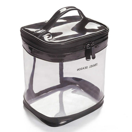 Travel Waterproof Transparent Cosmetic Bag Multi-functional Anti-wrinkle & Odor-free Wash Storage Bag, Color:Black, Style:Cylinder-garmade.com