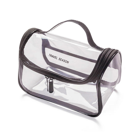 Travel Waterproof Transparent Cosmetic Bag Multi-functional Anti-wrinkle & Odor-free Wash Storage Bag, Color:Black, Style:Square-garmade.com