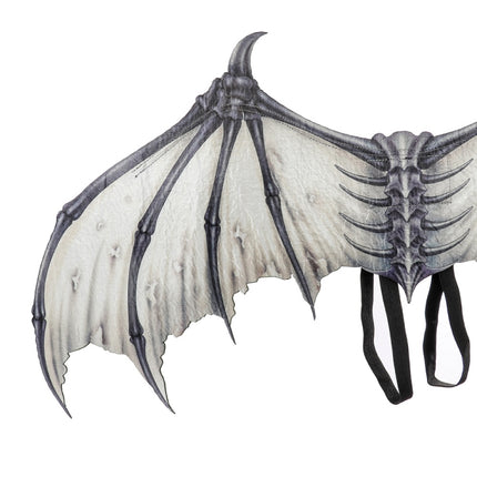 Halloween Carnival Party Props Creative Foldable Non-woven Fabric Devil Bone Wings(White Black Bone)-garmade.com