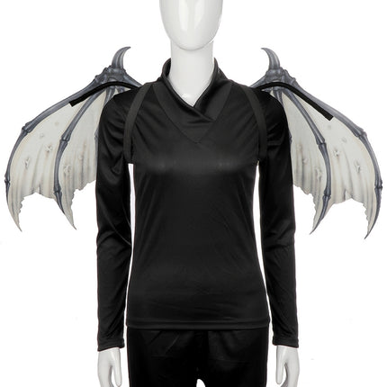 Halloween Carnival Party Props Creative Foldable Non-woven Fabric Devil Bone Wings(White Black Bone)-garmade.com