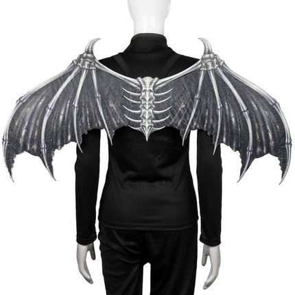 Halloween Carnival Party Props Creative Foldable Non-woven Fabric Devil Bone Wings(Black White Bone)-garmade.com