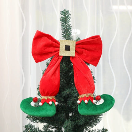 Elf Foot Ornaments Christmas Tree Bow Elf Boots Pendant Hotel Atmosphere Layout(Green Boot)-garmade.com