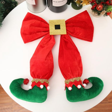 Elf Foot Ornaments Christmas Tree Bow Elf Boots Pendant Hotel Atmosphere Layout(Green Boot)-garmade.com
