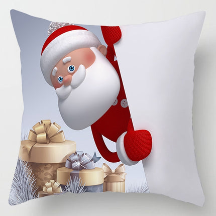 Christmas Peach Skin Sofa Pillowcase Cartoon Living Room Bedroom Pillowcase Without Pillow Core(Santa Claus 6)-garmade.com