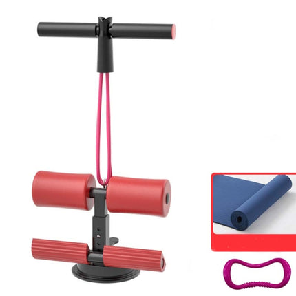 Suction-cup Abdominal Curler Sit-up Aid Household Waistcoat Line, Style:Drawstring + Yoga Mat(Red)-garmade.com