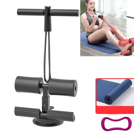 Suction-cup Abdominal Curler Sit-up Aid Household Waistcoat Line, Style:Drawstring + Yoga Mat(Black)-garmade.com