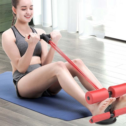 Suction-cup Abdominal Curler Sit-up Aid Household Waistcoat Line, Style:Drawstring + Yoga Mat(Black)-garmade.com