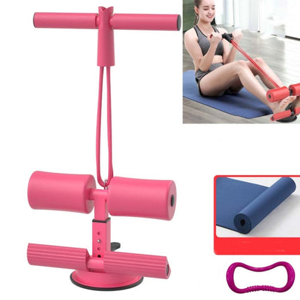 Suction-cup Abdominal Curler Sit-up Aid Household Waistcoat Line, Style:Drawstring + Yoga Mat(Pink)-garmade.com