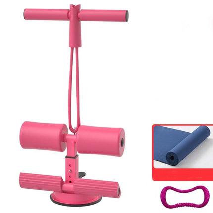 Suction-cup Abdominal Curler Sit-up Aid Household Waistcoat Line, Style:Drawstring + Yoga Mat(Pink)-garmade.com