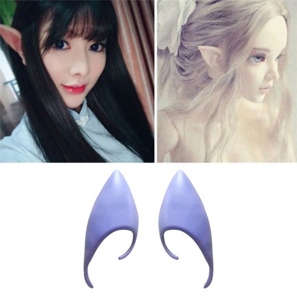 1 Pairs Halloween Elf Latex Ears Cosplay Props, Size:10cm (Purple)-garmade.com