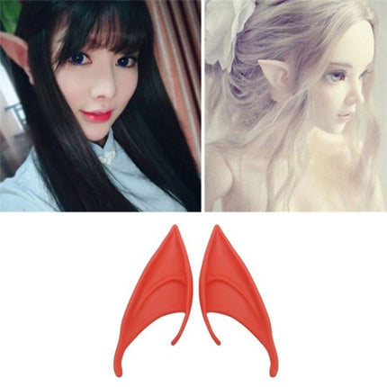 1pair Halloween Elf Latex Ears Cosplay Props, Size: 12cm(Red)-garmade.com