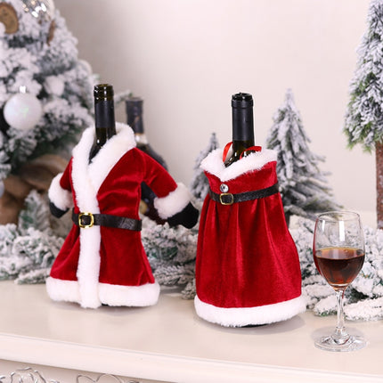 Christmas Red Wine Bottle Cover Wine Bottle Decoration Creative Wine Bag(Skirt)-garmade.com
