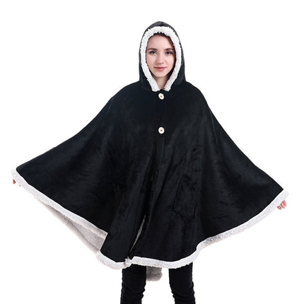 Flannel Solid Color Soft and Warm Shawl Blanket, Colour: Black-garmade.com