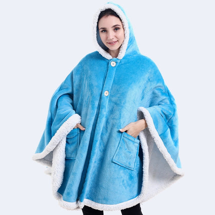 Flannel Solid Color Soft and Warm Shawl Blanket, Colour: Blue-garmade.com