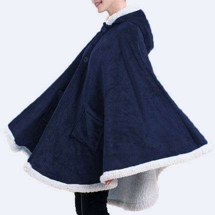 Flannel Solid Color Soft and Warm Shawl Blanket, Colour: Navy-garmade.com