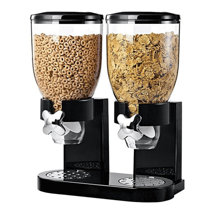 Multifunctional Double Head Cereal Dispenser Cereal Machine(Black)-garmade.com