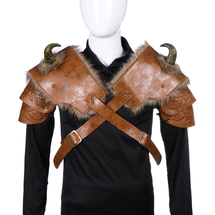 Halloween Carnival PU Leather Adult Men Medieval Viking Armor Shoulder Armor, Size: One Size(Right)-garmade.com