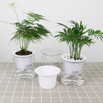 10 PCS Automatic Water Absorption Hydroponic Pot Succulent Plant Flower Pot, Style:Transparent With Words-garmade.com