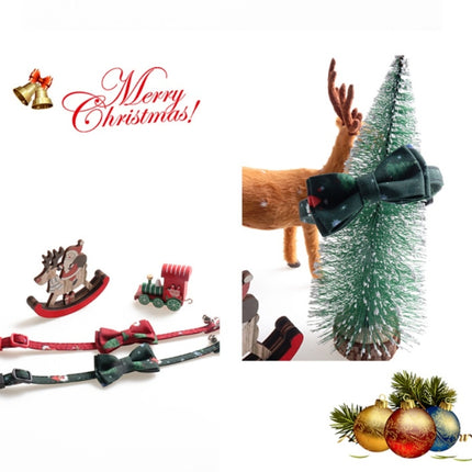 4 PCS Christmas Snowman & Tree Pattern Pet Collar with Bells, Style:With Bow(Red)-garmade.com