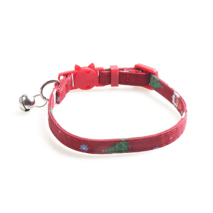 4 PCS Christmas Snowman & Tree Pattern Pet Collar with Bells, Style:Without Bow(Red)-garmade.com