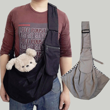 Pet Carrying Rucksack Shoulder Strap Adjustable Pet Outing Diagonal Bag(Gray)-garmade.com