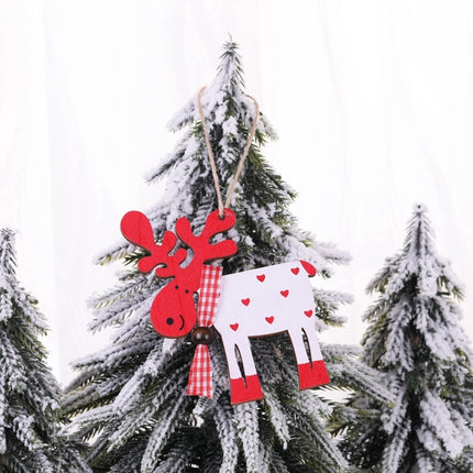 Christmas Tree Elk Pendant Christmas Decorations(White)-garmade.com