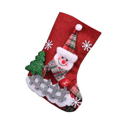 3 PCS Christmas Decorations Medium Christmas Stocking Gift Bag(Snowman)-garmade.com
