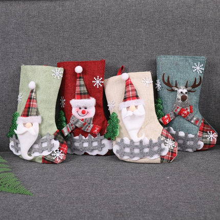 3 PCS Christmas Decorations Medium Christmas Stocking Gift Bag(Snowman)-garmade.com