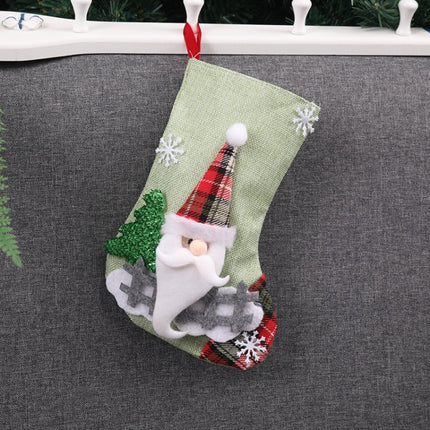 3 PCS Christmas Decorations Medium Christmas Stocking Gift Bag(Green Old Man)-garmade.com