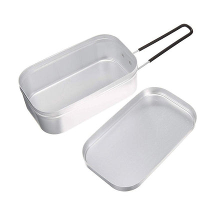 Outdoor Travel Camping Camping Lunch Box Portable Foldable Aluminum Lunch Box Retro Lunch Box Small, Style:Lunch Box And Steaming Rack-garmade.com