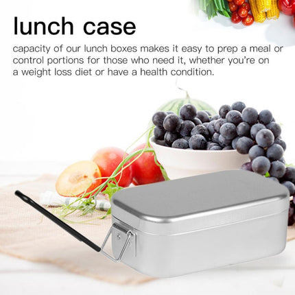 Outdoor Travel Camping Camping Lunch Box Portable Foldable Aluminum Lunch Box Retro Lunch Box Small, Style:Lunch Box And Steaming Rack-garmade.com