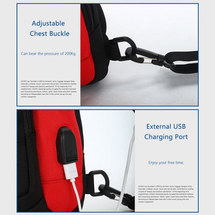 Ozuko 9068 Men Chest Bag Waterproof Shoulder Messenger Bag with External USB Charging Port(Blue)-garmade.com