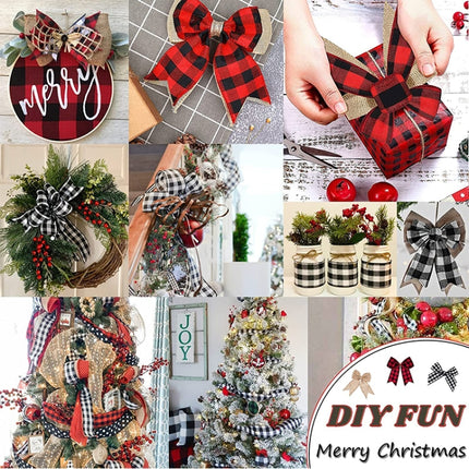 Christmas Decorations Lattice Ribbon Christmas Tree Decoration(Red and Black)-garmade.com