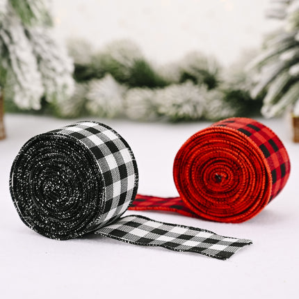 Christmas Decorations Lattice Ribbon Christmas Tree Decoration(Black and White)-garmade.com