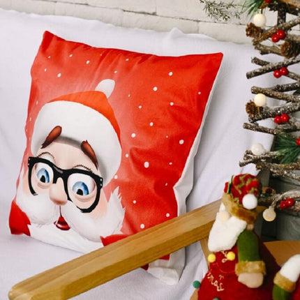 Christmas Ornaments Flannel Pillowcase Cartoon Printing Square Pillowcase Without Pillow Core(Elderly)-garmade.com