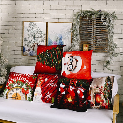 Christmas Ornaments Flannel Pillowcase Cartoon Printing Square Pillowcase Without Pillow Core(Christmas Tree)-garmade.com