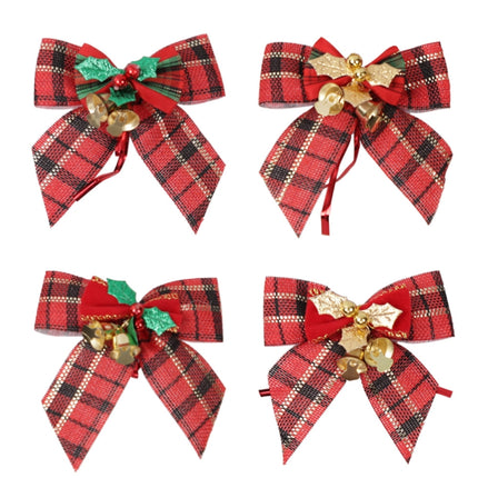 15 PCS Christmas Bow With Iron Bells Christmas Wreath Christmas Tree Decorations, Random Style Delivery-garmade.com