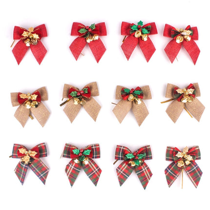 15 PCS Christmas Bow With Iron Bells Christmas Wreath Christmas Tree Decorations, Random Style Delivery-garmade.com