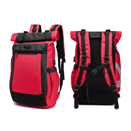 Ozuko 9066 Waterproof Travel Computer Backpack with External USB Charging Port(Red)-garmade.com