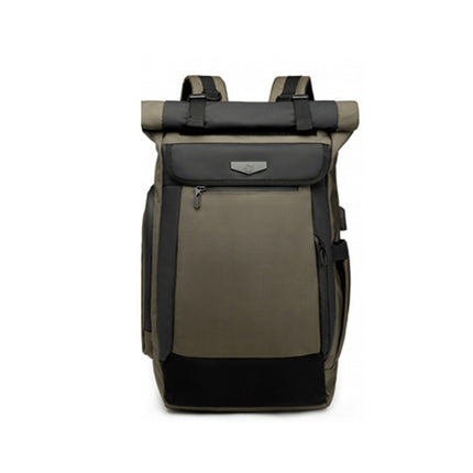Ozuko 9066 Waterproof Travel Computer Backpack with External USB Charging Port(Light Grey)-garmade.com