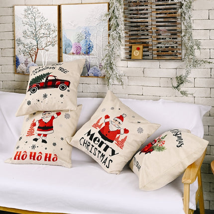 Christmas Decorations Linen Pillowcases Square Pillowcases Without Pillow Core(HOHO Santa Claus)-garmade.com