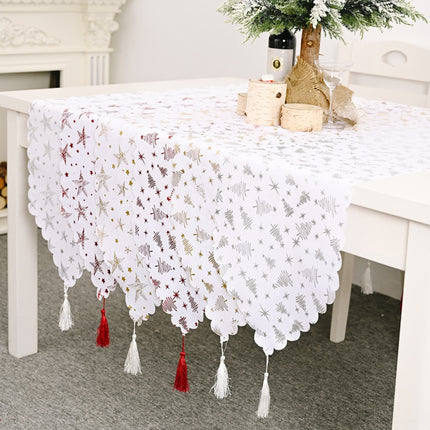 Christmas Table Decoration Bronzing Tablecloth Holiday Decoration Supplies(Silver Tree)-garmade.com