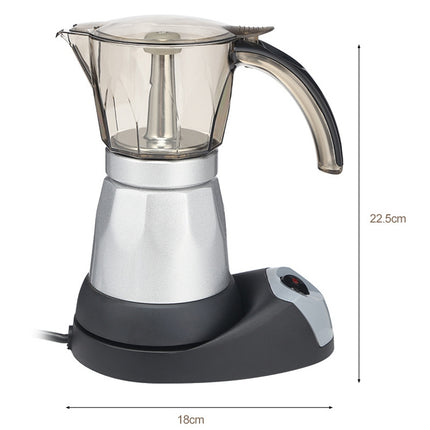 3 to 6 Cup Aluminium Alloy Electric Moka Coffee Pot Percolator EU Plug-garmade.com