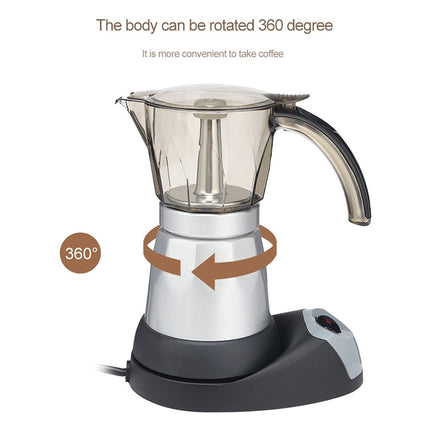 3 to 6 Cup Aluminium Alloy Electric Moka Coffee Pot Percolator EU Plug-garmade.com